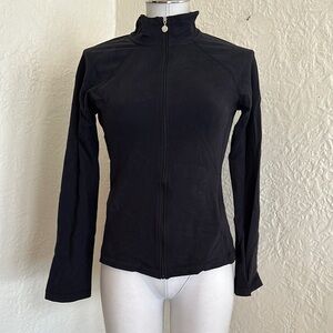 Beyond Yoga Spacedye On the Go Black Zip-Up Running Jacket Small Pilates